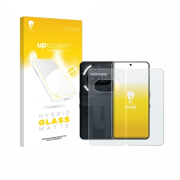 Front side of a product packaging with the brand logo upscreen. Next to it is the device Nothing Phone (3a) (Front+Back) shown