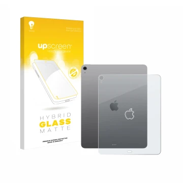 Front side of a product packaging with the brand logo upscreen. Next to it is the device Apple iPad Air 13