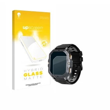 Front side of a product packaging with the brand logo upscreen. Next to it is the device Oukitel BT101 2.02