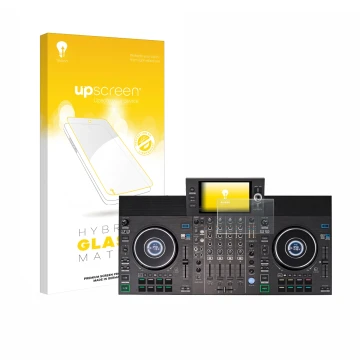 Front side of a product packaging with the brand logo upscreen. Next to it is the device Denon DJ SC LIVE 4 (Jog) shown with t