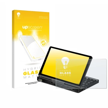 Front side of a product packaging with the brand logo upscreen. Next to it is the device GPD Pocket 4 shown with the correspon
