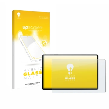 Front side of a product packaging with the brand logo upscreen. Next to it is the device Samsung Galaxy Tab S10 FE+ WiFi shown