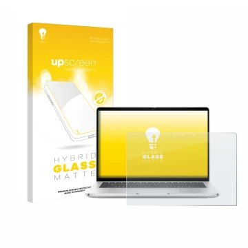Front side of a product packaging with the brand logo upscreen. Next to it is the device Dell Pro 13 Plus 2-in-1 shown with th