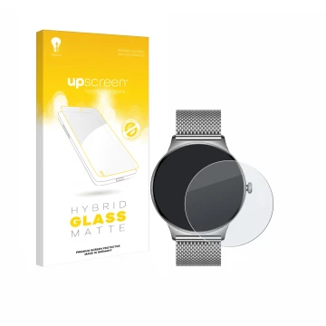 Front side of a product packaging with the brand logo upscreen. Next to it is the device Pireware Slim Smartwatch shown with t