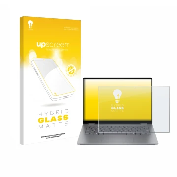 Front side of a product packaging with the brand logo upscreen. Next to it is the device HP OmniBook X Flip 14 shown with the 