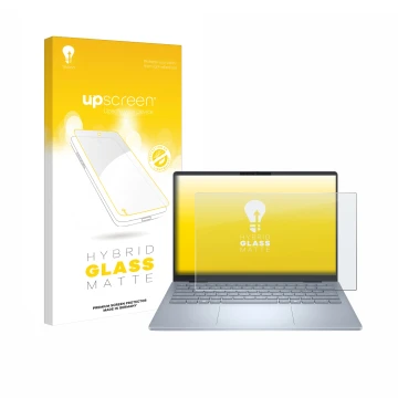 Front side of a product packaging with the brand logo upscreen. Next to it is the device Dell 14 Plus Laptop shown with the co