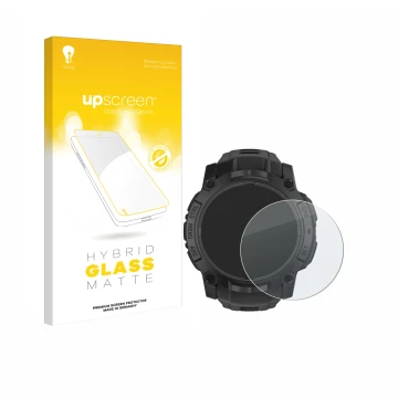 Front side of a product packaging with the brand logo upscreen. Next to it is the device Garmin Instinct 3 Solar Tactical Edit