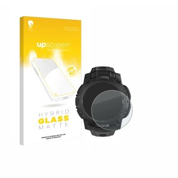 Front side of a product packaging with the brand logo upscreen. Next to it is the device Garmin Instinct 3 Solar Tactical Edit