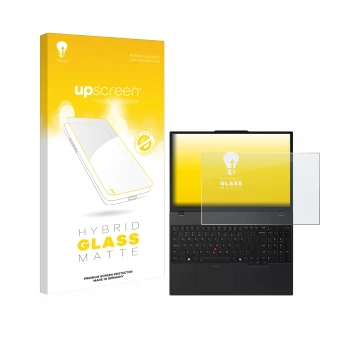 Front side of a product packaging with the brand logo upscreen. Next to it is the device Lenovo ThinkPad T16 Gen 4 shown with 