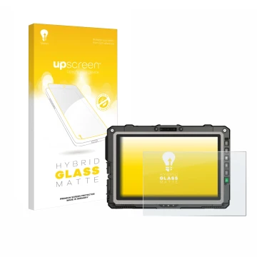 Front side of a product packaging with the brand logo upscreen. Next to it is the device Getac UX10 G3 shown with the correspo