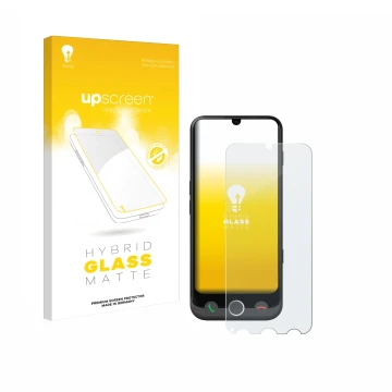 Front side of a product packaging with the brand logo upscreen. Next to it is the device Doro Aurora A30 shown with the corres