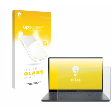 Front side of a product packaging with the brand logo upscreen. Next to it is the device ASUS ROG Zephyrus G16 2025 shown with