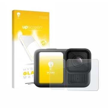 Front side of a product packaging with the brand logo upscreen. Next to it is the device GoPro Hero 13 Black Ultra Wide Editio