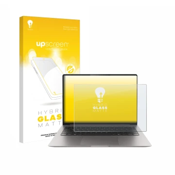 Front side of a product packaging with the brand logo upscreen. Next to it is the device Honor MagicBook Pro 14 shown with the