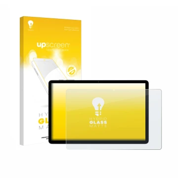 Front side of a product packaging with the brand logo upscreen. Next to it is the device Doogee Tab G6 shown with the correspo