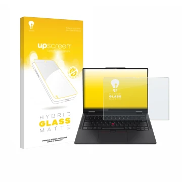 Front side of a product packaging with the brand logo upscreen. Next to it is the device Lenovo ThinkPad T14s 2-in-1 shown wit