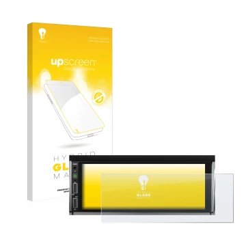 Front side of a product packaging with the brand logo upscreen. Next to it is the device Hikity Carplay 6.86