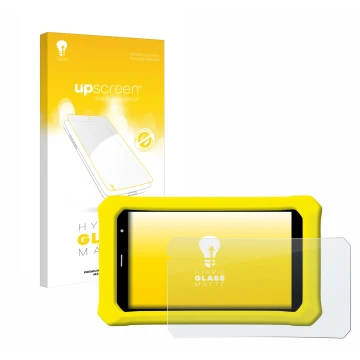 Front side of a product packaging with the brand logo upscreen. Next to it is the device Clementoni Clempad 8