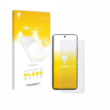 Front side of a product packaging with the brand logo upscreen. Next to it is the device Xiaomi MIX Flip shown with the corres