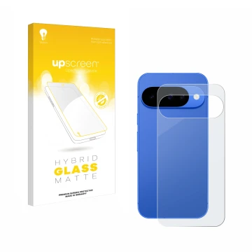 Front side of a product packaging with the brand logo upscreen. Next to it is the device Google Pixel 10 (Back) shown with the