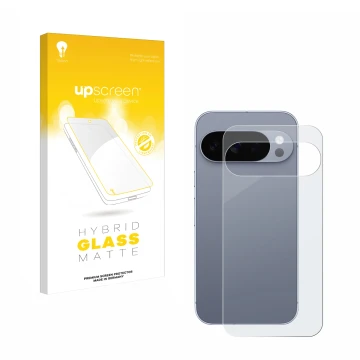 Front side of a product packaging with the brand logo upscreen. Next to it is the device Google Pixel 10 Pro (Back) shown with