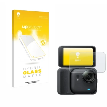 Front side of a product packaging with the brand logo upscreen. Next to it is the device Insta360 Go Ultra shown with the corr