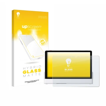 Front side of a product packaging with the brand logo upscreen. Next to it is the device eufy Smart Display E10 shown with the