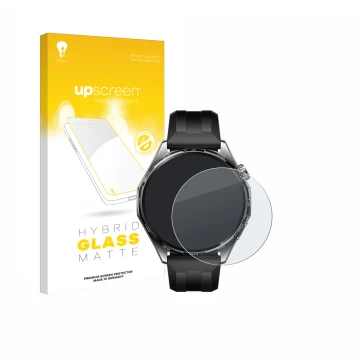 Front side of a product packaging with the brand logo upscreen. Next to it is the device Huawei Watch GT 6 (46 mm) shown with 
