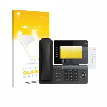 Front side of a product packaging with the brand logo upscreen. Next to it is the device Snom D865 shown with the correspondin