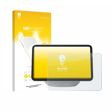 Front side of a product packaging with the brand logo upscreen. Next to it is the device Amazon Echo Show 11 2025 shown with t