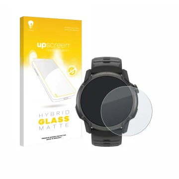 Front side of a product packaging with the brand logo upscreen. Next to it is the device Coros Apex 4 (42 mm) shown with the c