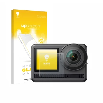 Front side of a product packaging with the brand logo upscreen. Next to it is the device Akaso Brave 8 (Front display) shown w