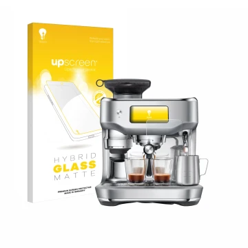 Front side of a product packaging with the brand logo upscreen. Next to it is the device Sage the Oracle Dual Boiler shown wit