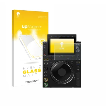 Front side of a product packaging with the brand logo upscreen. Next to it is the device Pioneer CDJ 3000X shown with the corr