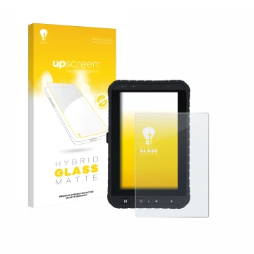 Front side of a product packaging with the brand logo upscreen. Next to it is the device Winmate M700DQ8 shown with the corres