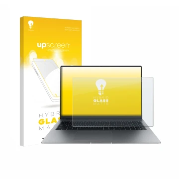 Front side of a product packaging with the brand logo upscreen. Next to it is the device Honor MagicBook X16 Plus 2025 shown w