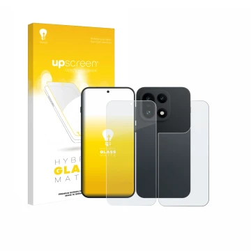 Front side of a product packaging with the brand logo upscreen. Next to it is the device OnePlus 15 (Front+Back) shown with th