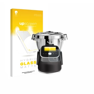 Front side of a product packaging with the brand logo upscreen. Next to it is the device Moulinex i-Companion Touch Pro shown 