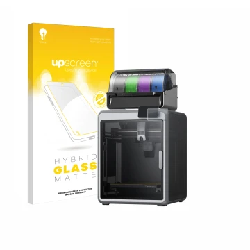 Front side of a product packaging with the brand logo upscreen. Next to it is the device Creality K2 shown with the correspond