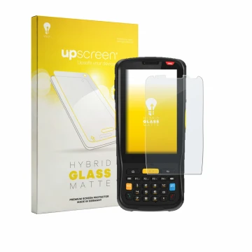 Front side of a product packaging with the brand logo upscreen. Next to it is the device Newland MT65 Beluga V shown with the 