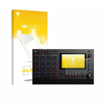 Front side of a product packaging with the brand logo upscreen. Next to it is the device Akai MPC Live III shown with the corr