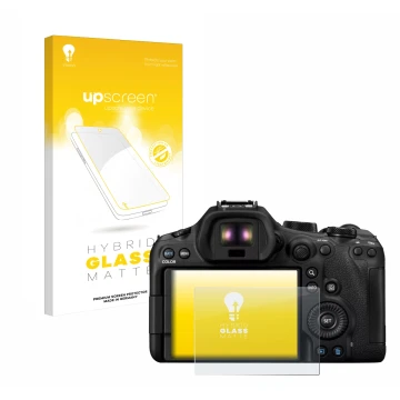 Front side of a product packaging with the brand logo upscreen. Next to it is the device Canon EOS R6 Mark III shown with the 