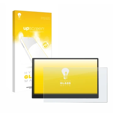 Front side of a product packaging with the brand logo upscreen. Next to it is the device Azeyou PM1506S 15.6