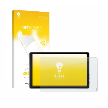 Front side of a product packaging with the brand logo upscreen. Next to it is the device Laptok KB1001 10.1