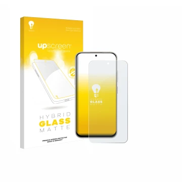 Front side of a product packaging with the brand logo upscreen. Next to it is the device Nubia V80 Pro shown with the correspo