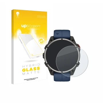 Front side of a product packaging with the brand logo upscreen. Next to it is the device Garmin quatix 8 Pro (47 mm) shown wit