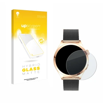 Front side of a product packaging with the brand logo upscreen. Next to it is the device Niolina Smartwatch 1.27