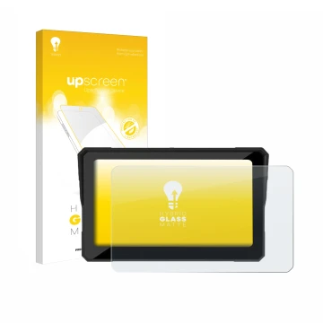 Front side of a product packaging with the brand logo upscreen. Next to it is the device Carpuride W702 Plus 7