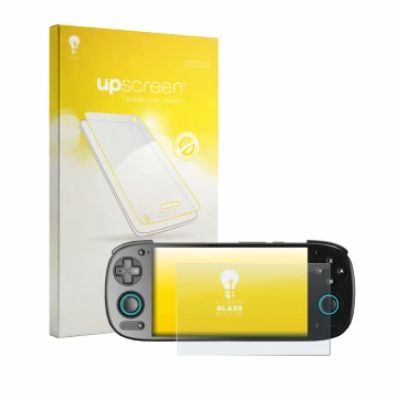 Front side of a product packaging with the brand logo upscreen. Next to it is the device Retroid Pocket 5 shown with the corre
