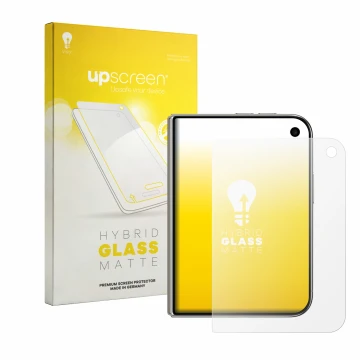 Front side of a product packaging with the brand logo upscreen. Next to it is the device Apple iPhone Duo shown with the corre
